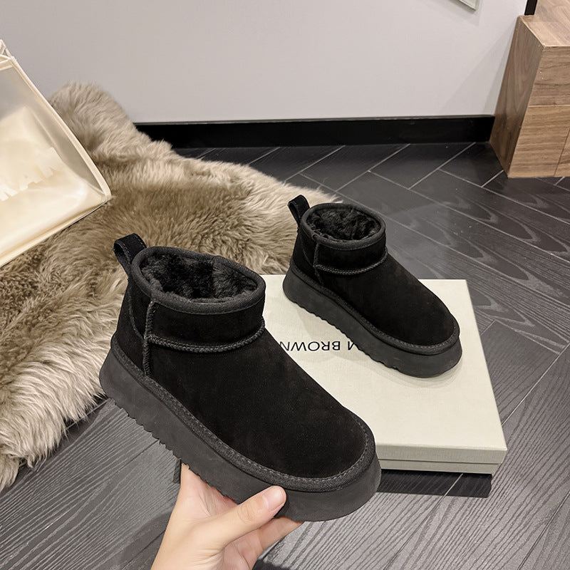 2025 Leather snow boots short short tube 1116109 Zhou Dongyu star with the same waterproof and anti-fouling women's shoes mini short boots