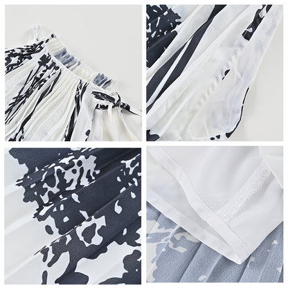 style  temperament neck-hanging sleeveless printed pleated dress/top popular summer new L6118