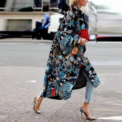 2025 autumn and winter new  New women's clothing fashion loose and ankle printing woolen jacket coat printing