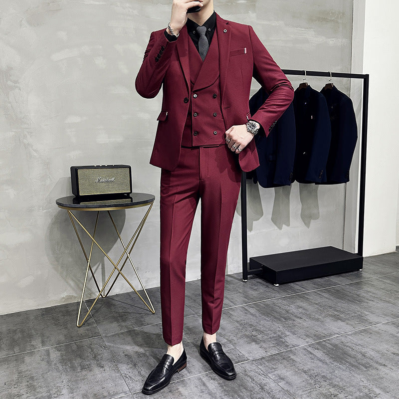 New British Style Suit Men's Suit Slim Fit Small Business Suit Business Formal Wear with Groom Wedding Suit Leisure Suit