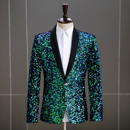 LOVECCR   Foreign Trade Men's Dress Three-Dimensional Sequined Bar Nightclub Stage Performance Suit Suit Host Singer Suit Jacket