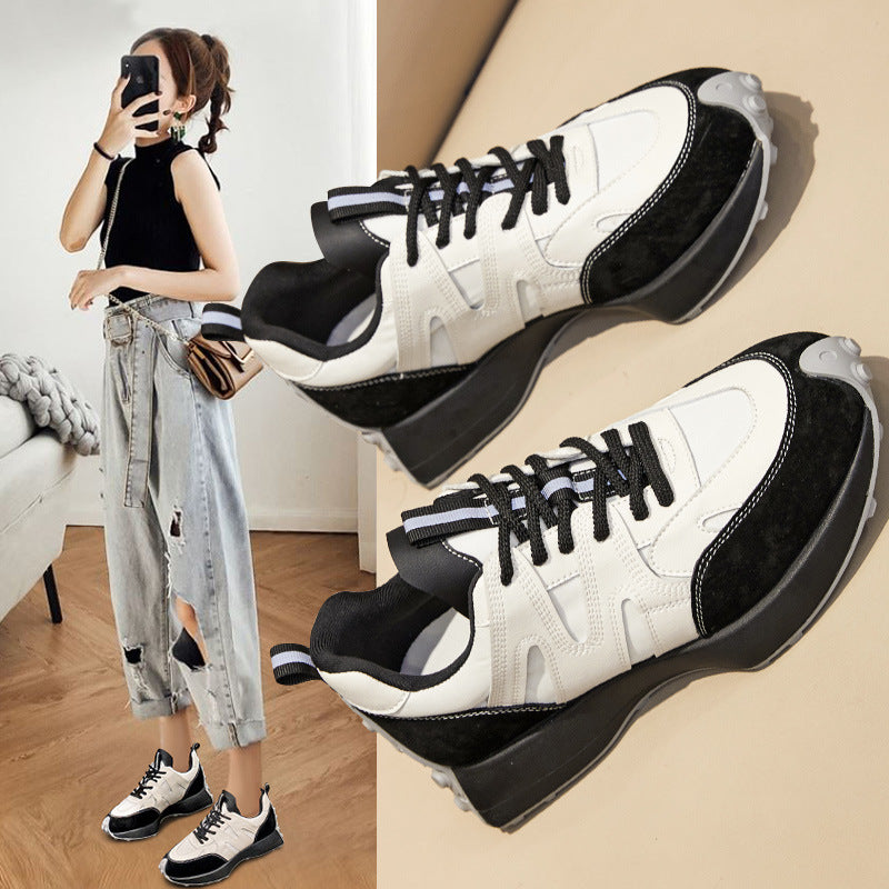 2025 Waffle small waist shoes for women's new autumn models in 2021, popular and thin casual sports dad shoes ins tide