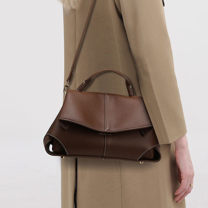 2025 shoulder bag fashionable and simple large-capacity bag women's high-end casual handbag soft leather commuter messenger bag