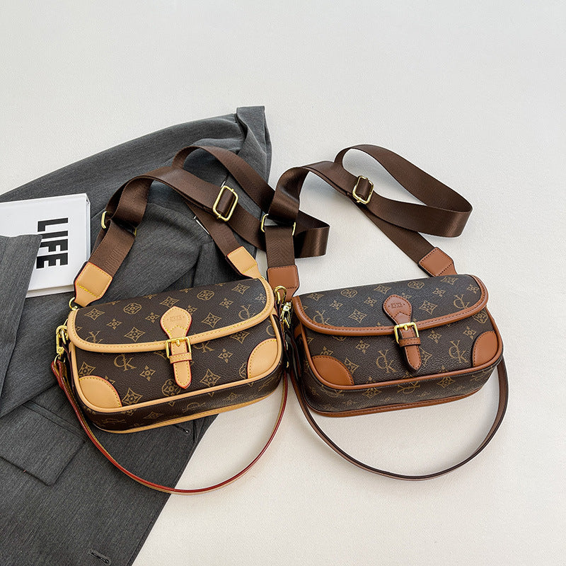 2025 Bag popular new light luxury retro small square bag printed fashion messenger bag large capacity commuter shoulder bag women's bag