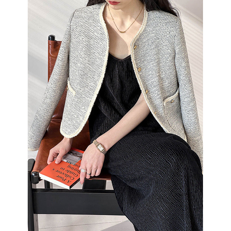 2025 short Xiaoxiangfeng jacket spring new  high-end sense Popular celebrity Korean top 8570