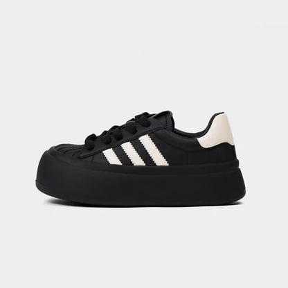 loveccr Niche Black Shoes Women's Autumn and Winter  New Platform Sneakers Women's Versatile Shell Toe Sports Casual Shoes Height Increasing