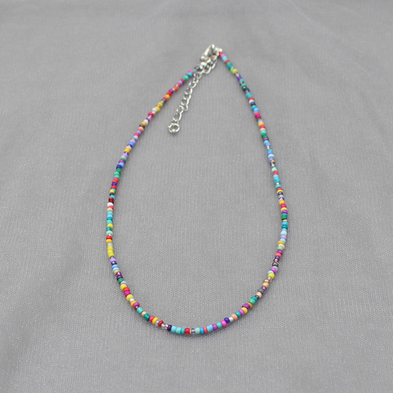 South Korea Vintage Color Beaded Bead Necklace Girly Style Bohemian Necklace Clavicle Chain Wholesale