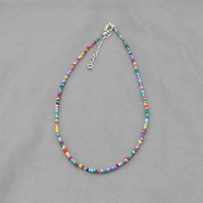 South Korea Vintage Color Beaded Bead Necklace Girly Style Bohemian Necklace Clavicle Chain Wholesale