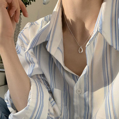 LOVECCR Light Luxury Minority Irregular Ins Water Drop Sterling Silver Necklace  New Simple Advanced Clavicle Chain Girlfriend Gifts