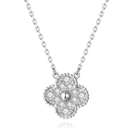 New High-Grade Diamond Clover Necklace Golden Sterling Silver Clavicle Chain Live Broadcast Supply Wholesale One Piece Dropshipping