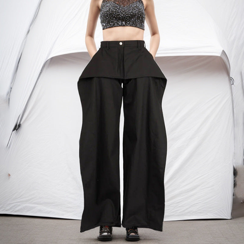 2025 Wide-leg jeans  spring new high-end silhouette women's thin thin straight Zhongshan trousers women