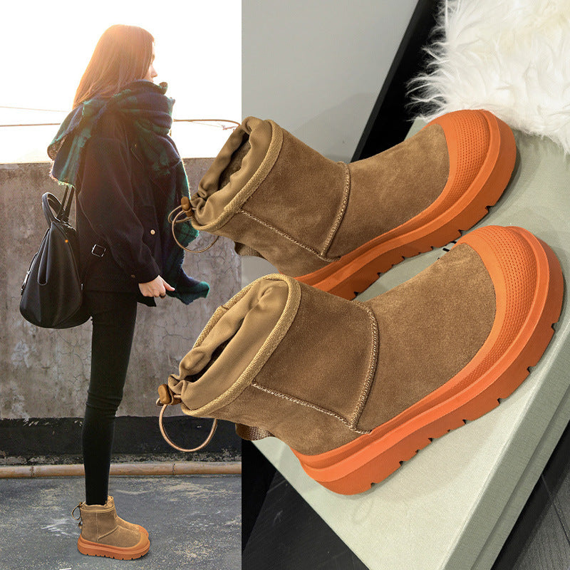 2025 Wang Yibo's same Tasman snow boots for women's  winter new velvet thickened medium cotton boots for women