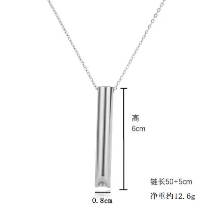 HOT and NEW Cross Border Hot Sale Can Carve Writing Whistle Meditation Samma-sati Breath Decompression Anxiety Yoga Stainless Steel Pendant Necklace