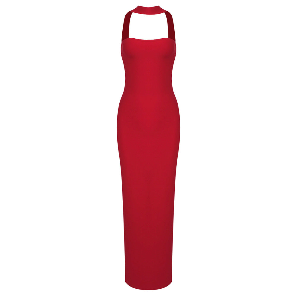 LOVECCR popular summer 2025 Popular trade New women's clothing side split bandage elastic long dress tube top tight neck dress