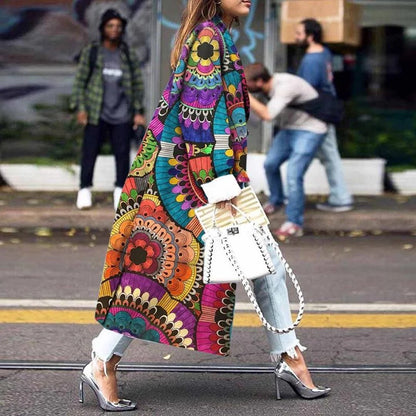 2025 autumn and winter new  New women's clothing fashion loose and ankle printing woolen jacket coat printing