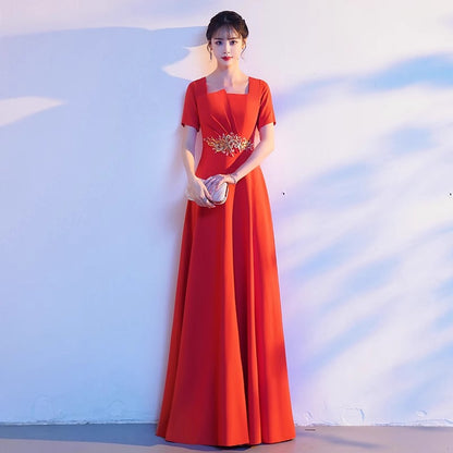 LOVECCR  Red Chorus Group Costume Female Dress Modern Elegant Graceful Chorus Costume Summer Long Evening Dress