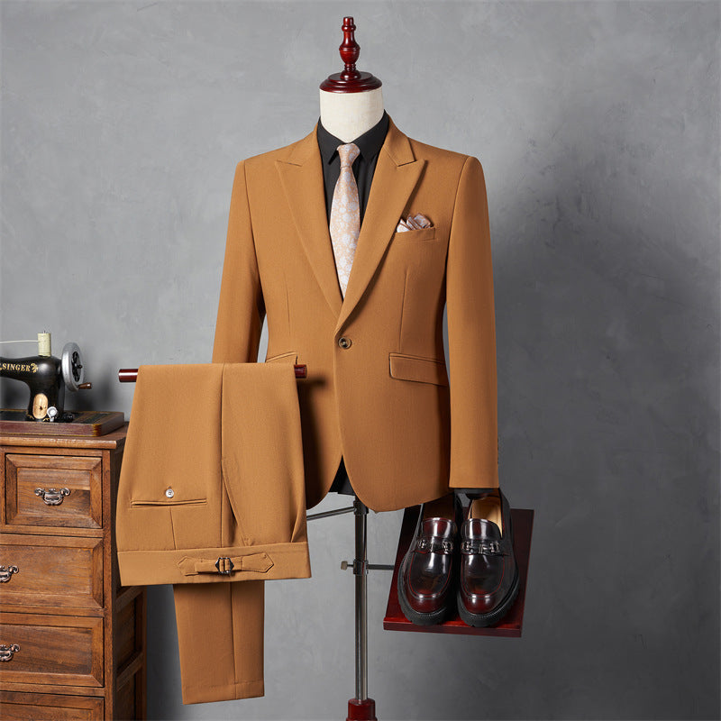 LOVECCR   Suit Suit Men's Three-Piece Suit Trendy Korean Slim Fit Business Casual Small Suit Coat Groom Wedding Suit