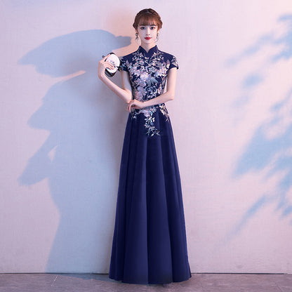 LOVECCR  Chinese Evening Dress Female  New Noble Banquet Host Temperament Long Cheongsam Chorus Performance Skirt Female