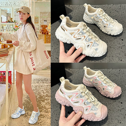 2025 Star with the same popular ugly cute shoes spring and summer new outdoor hiking shoes breathable versatile and thin casual sports shoes women