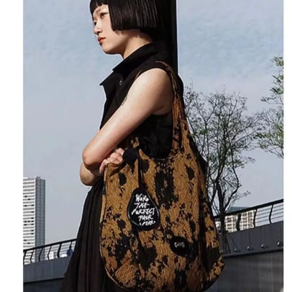 eybag  -  Retro Corduroy Brown Handbag Women New Vintage Large Capacity Casual Tote Bag Ladies Hot Girl Y2k Underarm Bag Aesthetic