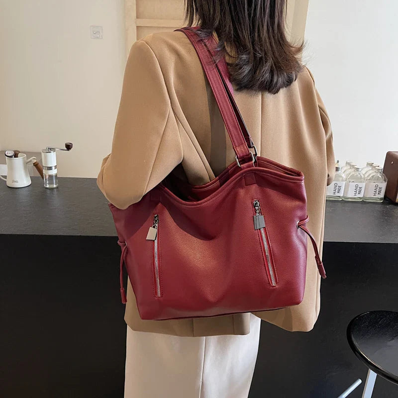 eybag  -  Design Large PU Leather Shoulder Bags Lady 2024 Winter New Fashion Tote Bag Y2K Trend Retro 2024 Handbags and Purses