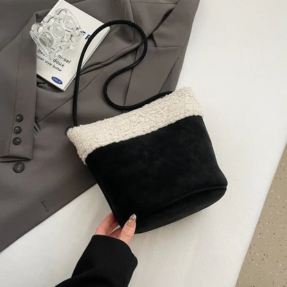 eybag  -  Small Plush Bucket Bags for Women 2024 Winter Y2K New Luxury Shoulder Underarm Bag Korean Fashion Handbags and Purses
