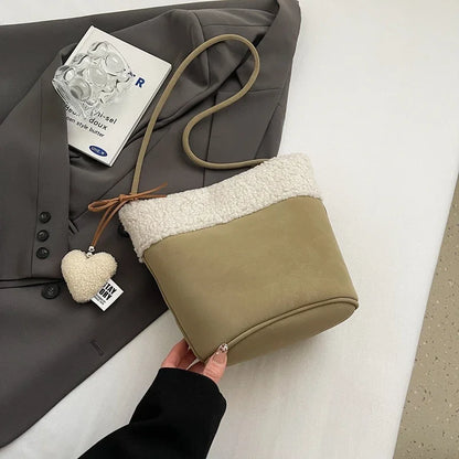 eybag  -  Small Plush Bucket Bags for Women 2024 Winter Y2K New Luxury Shoulder Underarm Bag Korean Fashion Handbags and Purses