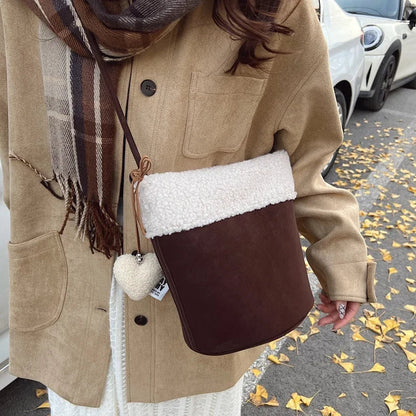 eybag  -  Small Plush Bucket Bags for Women 2024 Winter Y2K New Luxury Shoulder Underarm Bag Korean Fashion Handbags and Purses