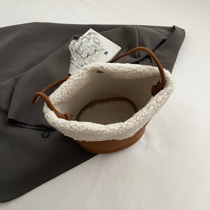 eybag  -  Small Plush Bucket Bags for Women 2024 Winter Y2K New Luxury Shoulder Underarm Bag Korean Fashion Handbags and Purses