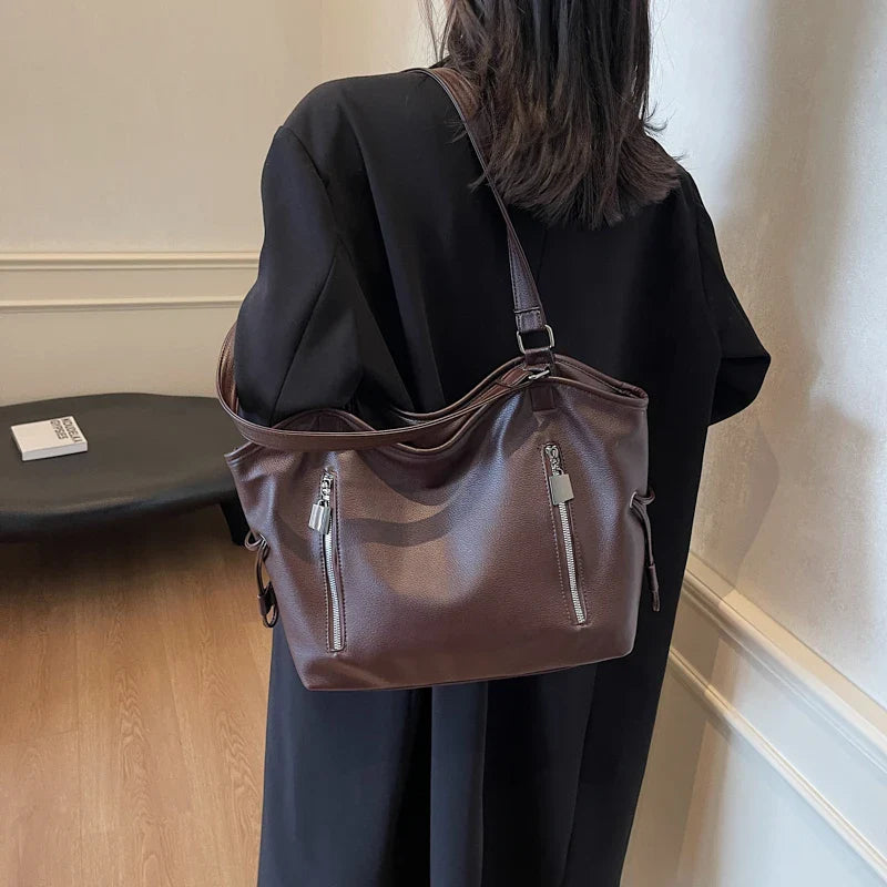 eybag  -  Design Large PU Leather Shoulder Bags Lady 2024 Winter New Fashion Tote Bag Y2K Trend Retro 2024 Handbags and Purses