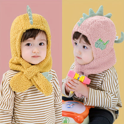 Cozy Dinosaur Plush Baby Hat & Scarf Set - Warm, Thick Ear Protection For Boys And Girls, Perfect For Fall/Winter