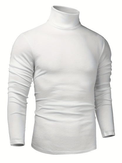 Men's Stylish Knitted Turtleneck Pullover Sweater - Soft, Lightweight, Slim Fit, Casual, Breathable, Versatile, Easy Care - Perfect for Daily Wear, Outdoor Activities, and Layering