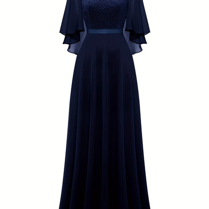 LOVECCR Timeless Solid Lace Aline Bridesmaid Dress - Chic Crew Neckline, Flattering Wedding Party Gown - Premium Womens Fashion