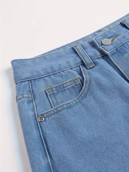 High-Waisted Relaxed-Fit Denim Skirt - Button-Up Front Closure, Comfortable High-Quality Denim Material - Vibrant Blue Color, Womens Casual Fashion Essential
