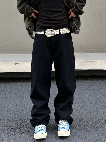Mens Comfortable Loose Fit Wide Leg Jeans - Chic Street Style Denim Pants for Fashionable Men - High-Quality, Durable, and Sophisticated Design