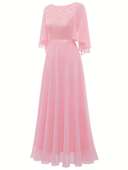 LOVECCR Timeless Solid Lace Aline Bridesmaid Dress - Chic Crew Neckline, Flattering Wedding Party Gown - Premium Womens Fashion