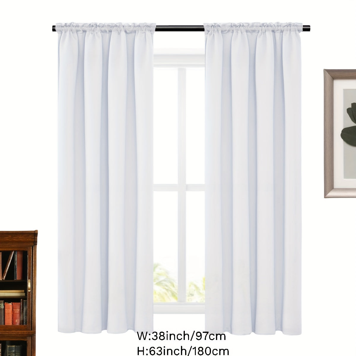 2 Panels Solid Color Simple Rod Pocket Curtain Light Filtering Curtains, Suitable For Living Room, Office Home Decor