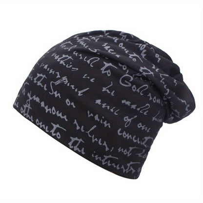 Comfy Cotton Beanie - Stretchable & Breathable Unisex Cap with Chic Geometric Pattern, Ideal for Sports & Gifts