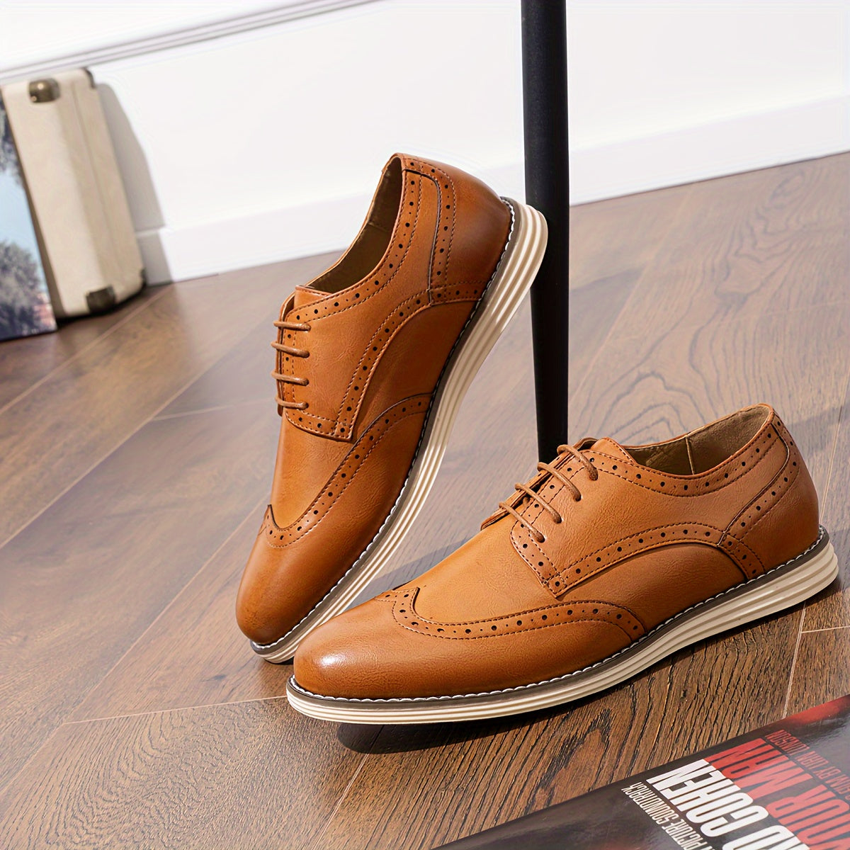 Classic Oxford Dress Shoes for Men - Premium Leather, Lace-Up Closure, Breathable Insoles, Slip-Resistant Soles, Business Casual Style, Perfect for Work, Wedding, Party - Black/Brown Color Options
