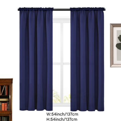 2 Panels Solid Color Simple Rod Pocket Curtain Light Filtering Curtains, Suitable For Living Room, Office Home Decor