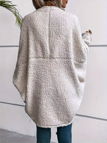 Stylish Batwing Sleeve Jacket - Soft, Solid Color, Open Front, Elegant Design, Warm Winter & Fall Wear, Women's Clothing, Versatile Outerwear for Daily Life