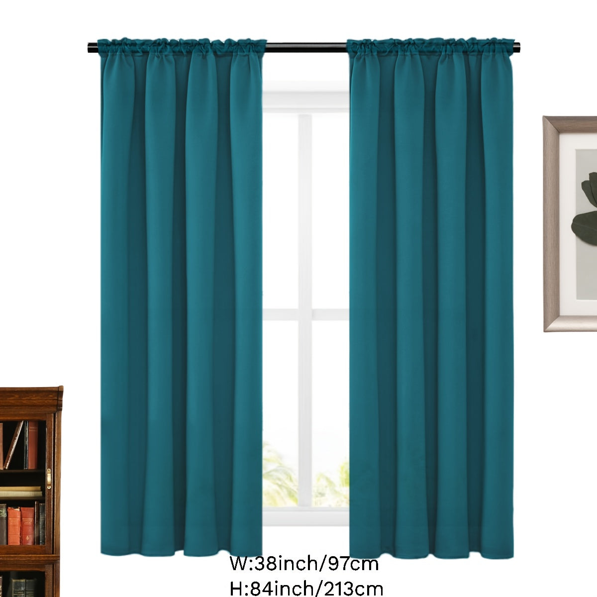 2 Panels Solid Color Simple Rod Pocket Curtain Light Filtering Curtains, Suitable For Living Room, Office Home Decor