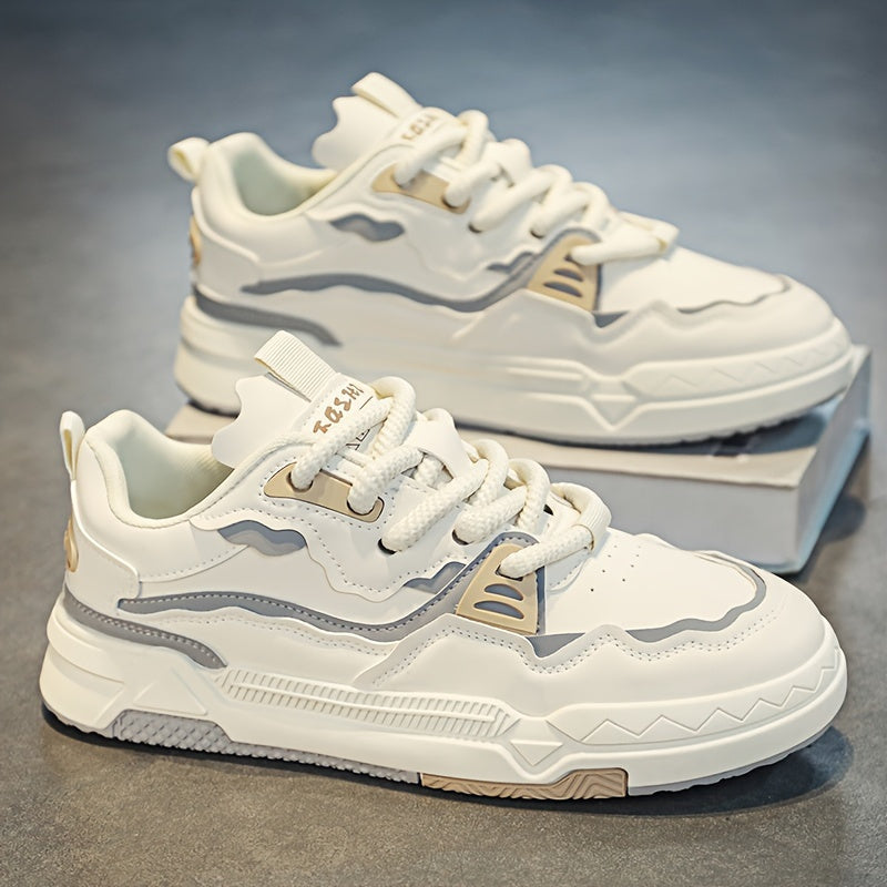 Men's Trendy Street Style Skate Shoes, Comfy Non Slip Lace Up Casual Sneakers For Men's Outdoor Activities, Men's Footwear