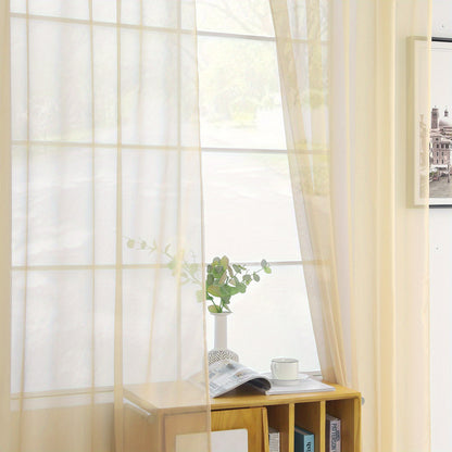 2pcs Sheer Voile Window Treatment Rod Pocket Curtains, For Kitchen Bedroom Living Room Drapes, Sunlight Filtering Privacy Protected Bedroom Living Room Office Home Decor