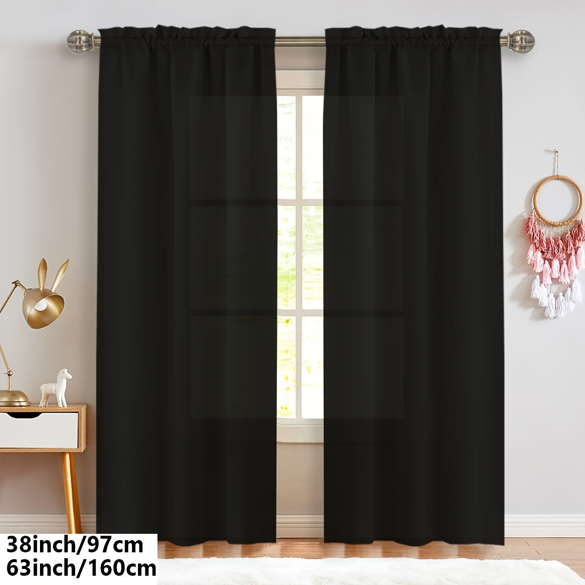 2 Panels Solid Color Light Filtering Curtains - Rod Pocket Design for Easy Installation, Softens Natural Light, and Provides Privacy - Perfect for Living Room, Office, Bedroom, and Home Decoration