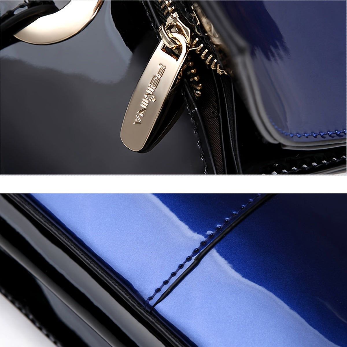 [Fast Arrival] Large Embellished Glossy Patent Leather Tote Handbags for Women - Spacious Waterproof Interior, Adjustable Shoulder Strap, Classic Retro Style in Dark Purple, Wine Red, Dark Blue
