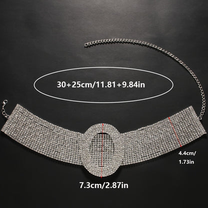 Multi-Layer Rhinestone Choker Necklace - Sparkling Rhinestones, Elegant and Chic Layered Design, Delicate Chain Accent, Unique Boho Chic Inspiration - Perfect Accessory for Ladies and Girls, Ideal Gift for Eid and Special Occasions
