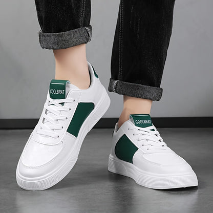 Men's Trendy White Sneakers - Breathable, Comfortable Casual Shoes With Soft Sole For All Seasons