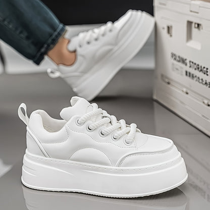 Men's Stylish White Sneakers - Comfortable, Durable & Versatile for Casual Wear, Skateboarding & Outdoor Activities
