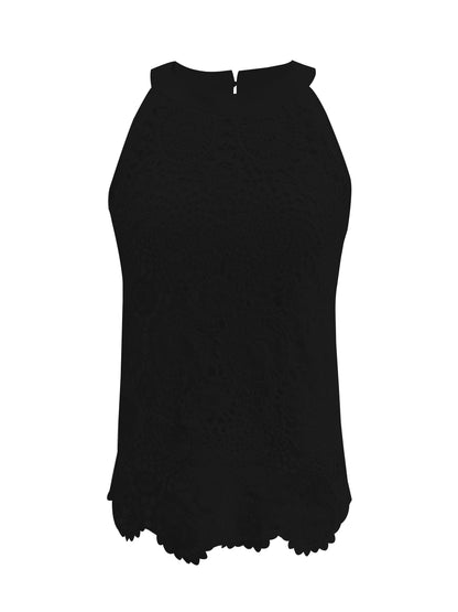 Micro Elasticity Crew Neck Tank Top - Soft, Breathable, and Comfortable Sleeveless Top for Spring and Fall - Polyester Knit Fabric, Regular Length, Solid Color, Casual Womens Clothing